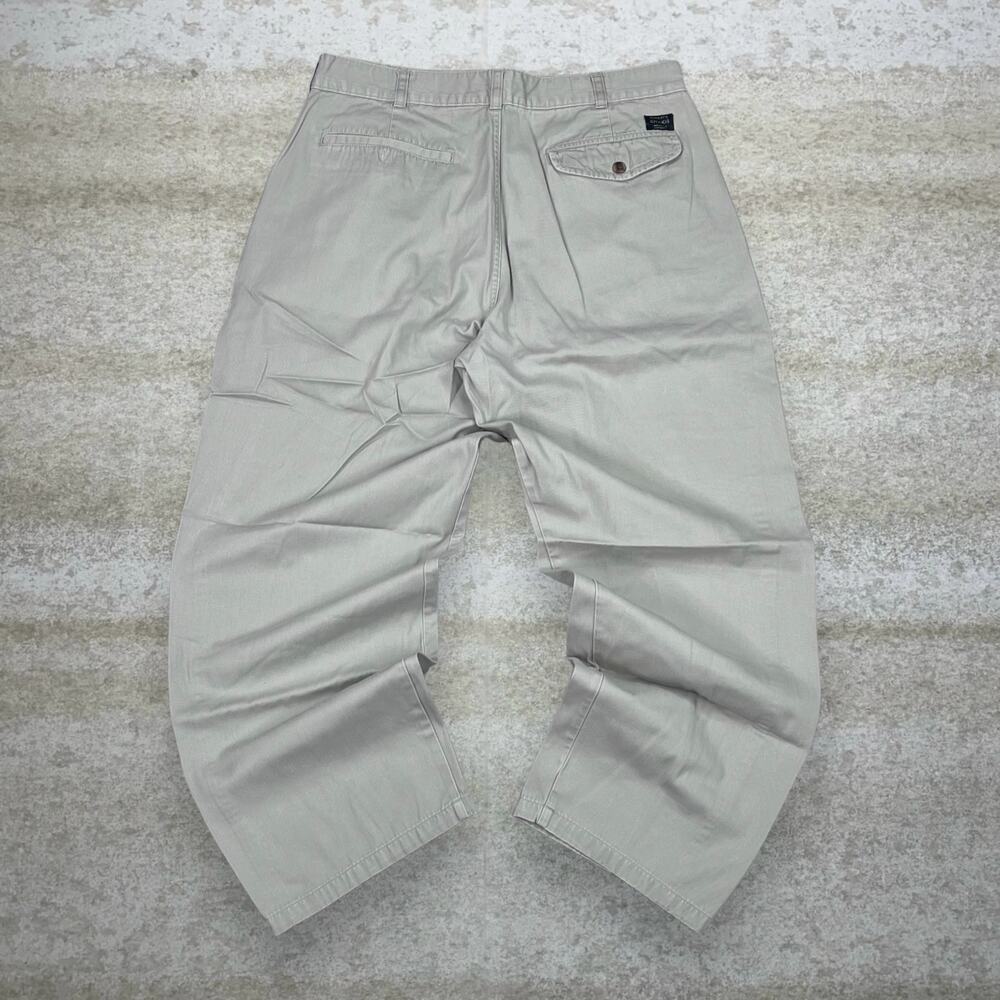 Vintage Y2K Bugle Boy Khakis Pants 36x30 Baggy Wide Leg Fit Tan Cotton